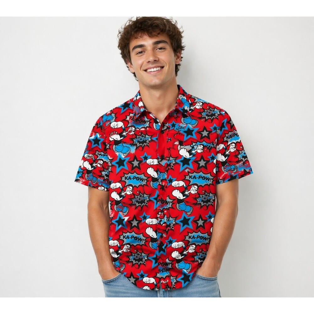 Popeye The Sailor Man Button Down Mens Shirt New With Tags Medium NWT Excellent